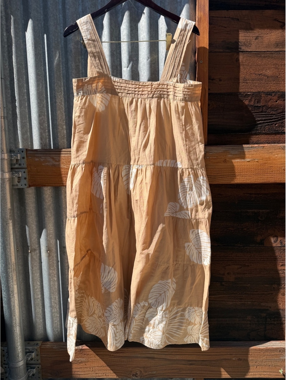 Natalie Martin Jasmine Dress, Monstera Tan Batik Print, Size XS